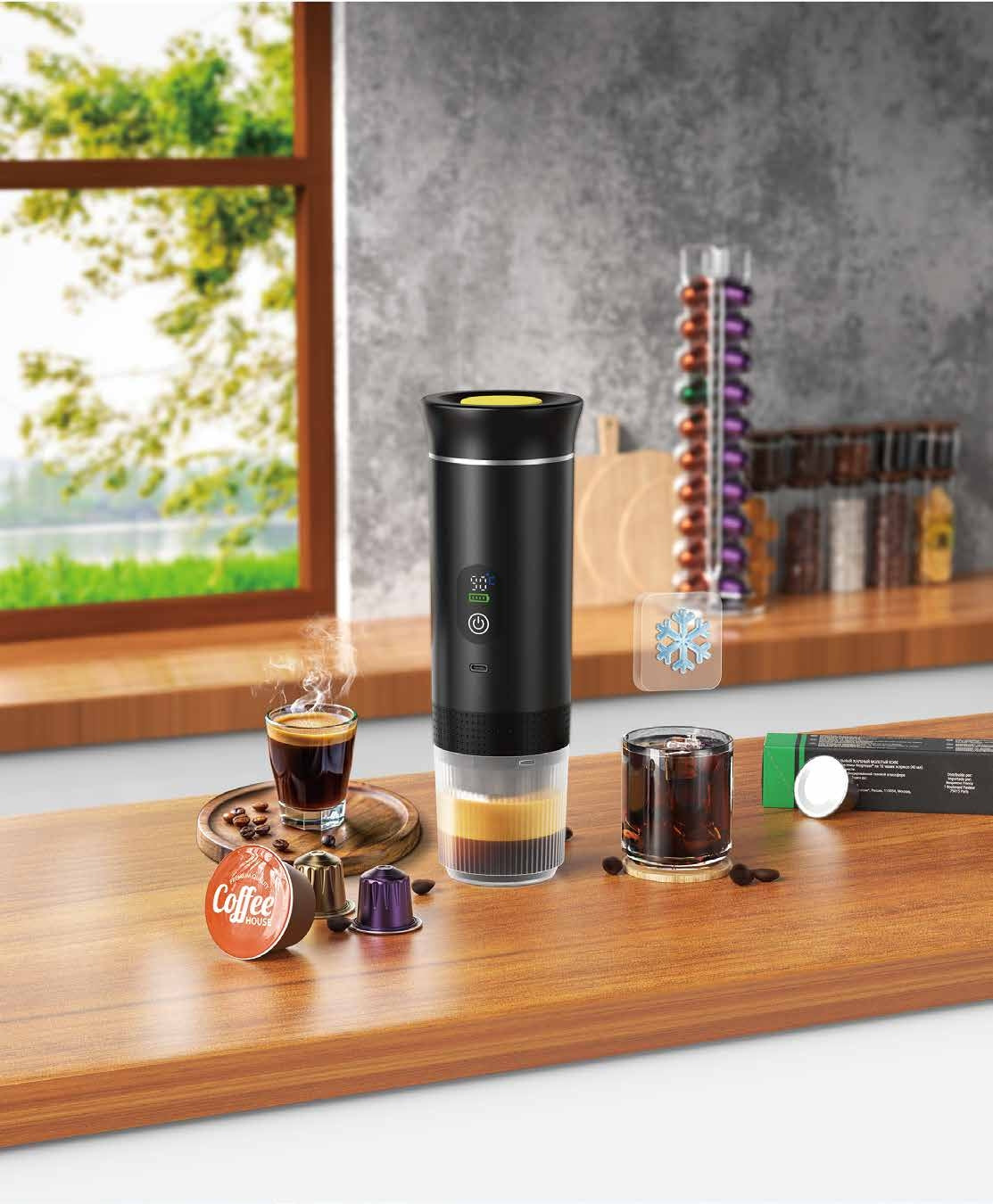 YBC-KF-JN-02PRO-2.0 3-in-1 Portable Espresso Machine with Display